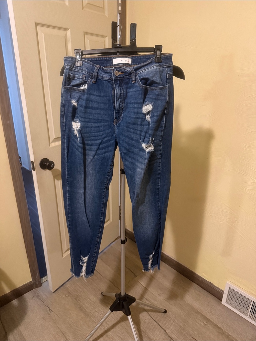 KanCan Women’s Distressed Dark Blue Boyfriend Jeans